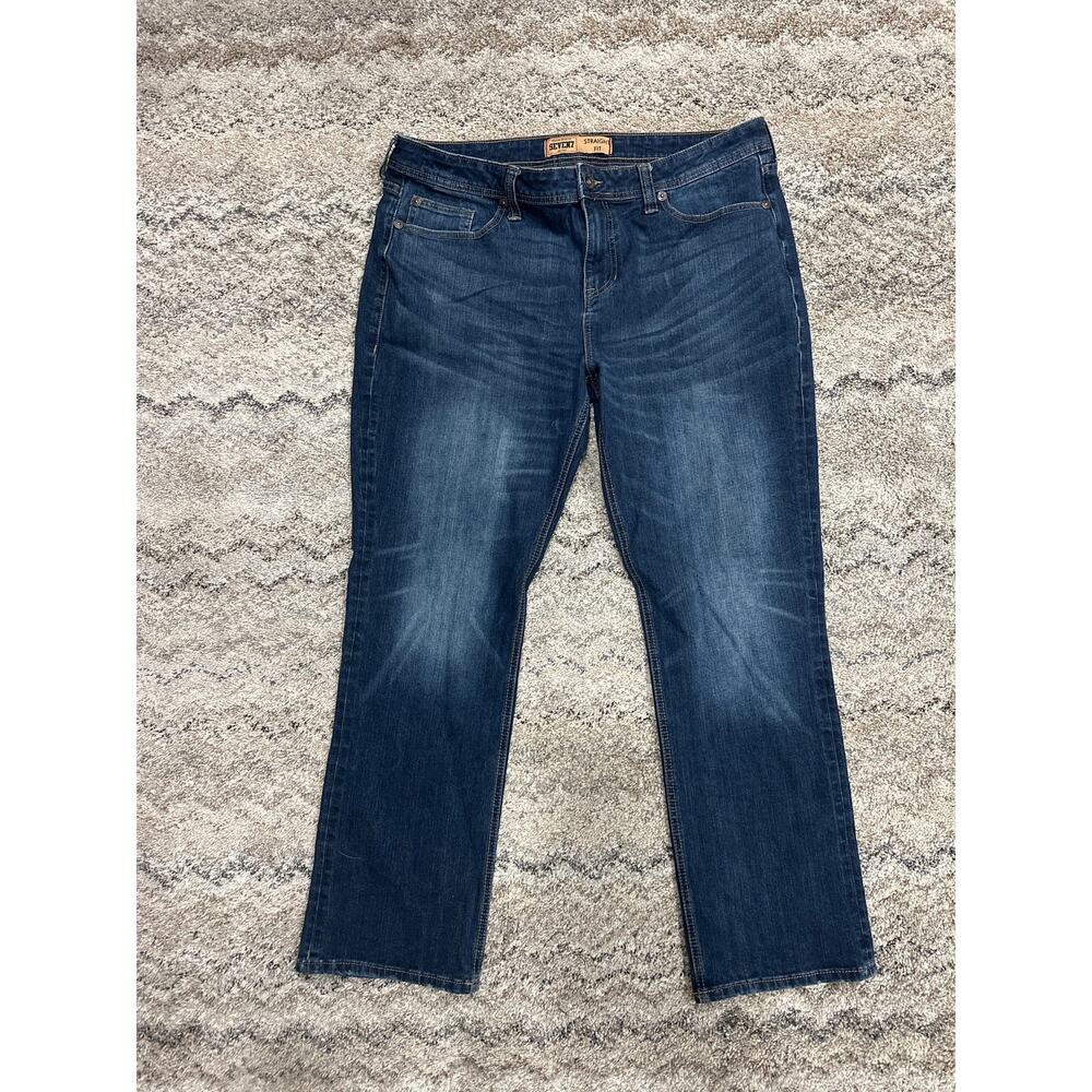 Seven7 Mens Straight Fit Blue Distressed Jeans Men’s Size 38X32